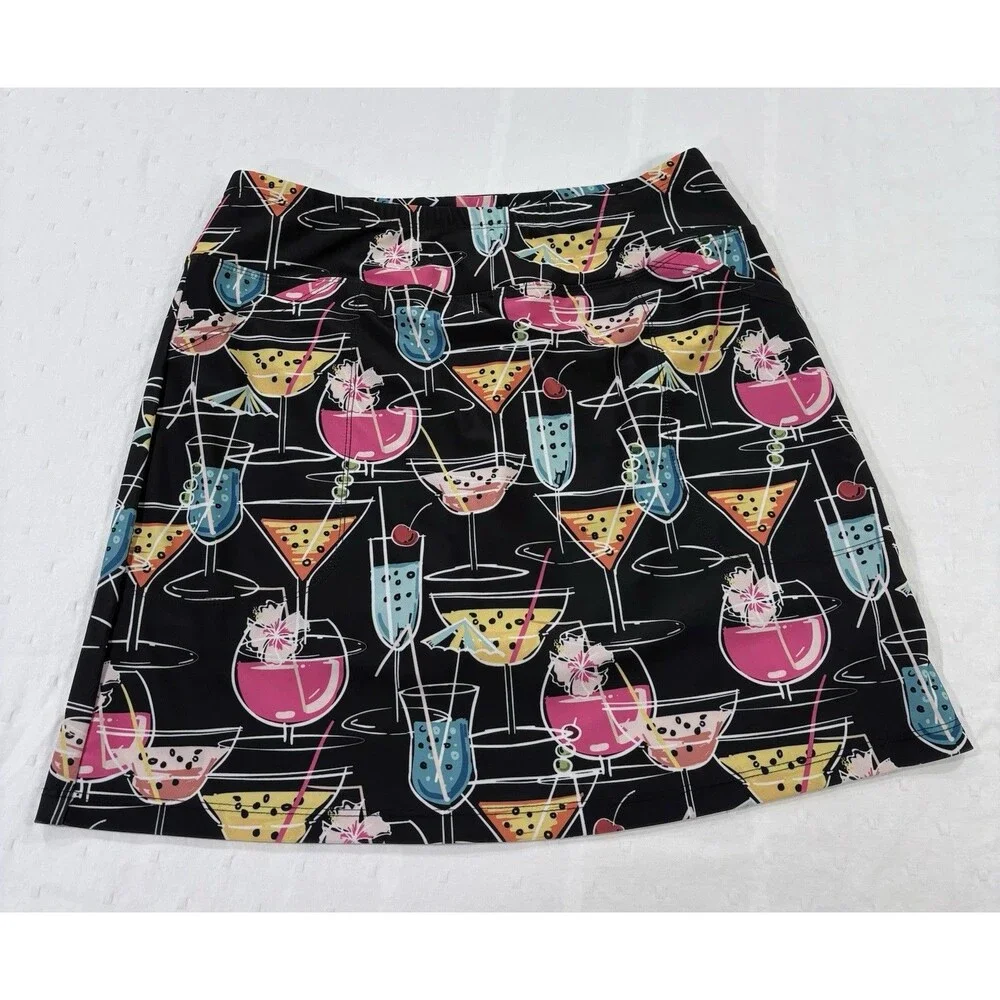 Bskinz Cheers Black Cocktail Skort Size M Tennis Pickleball Skirt Pockets